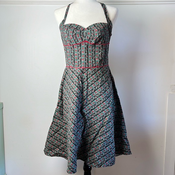 Morbid Threads Dresses & Skirts - MORBID THREADS Y2K Goth halter neck sundress with floral skull print 💀